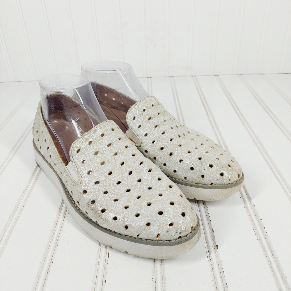 Johnston & Murphy Gray Laser Cut Leather Elastic Gore Loafers Sneakers E966 - Picture 4 of 14